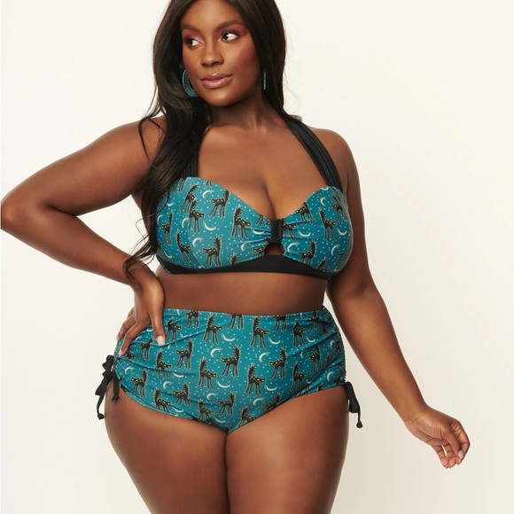 Unique Vintage Blue and spooky cat bikini high waist - Picture 10 of 10